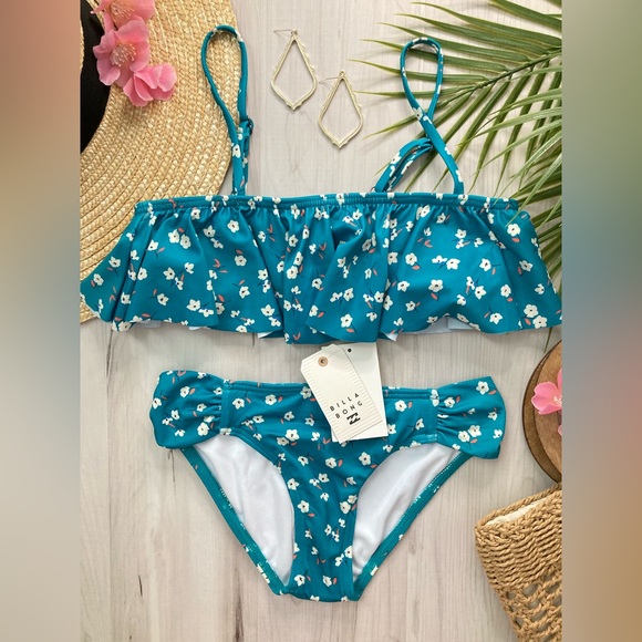 Billabong πβοΈ Sea Green Girlsβ Floral Bikini πΊπΉππ«§ - Picture 3 of 12